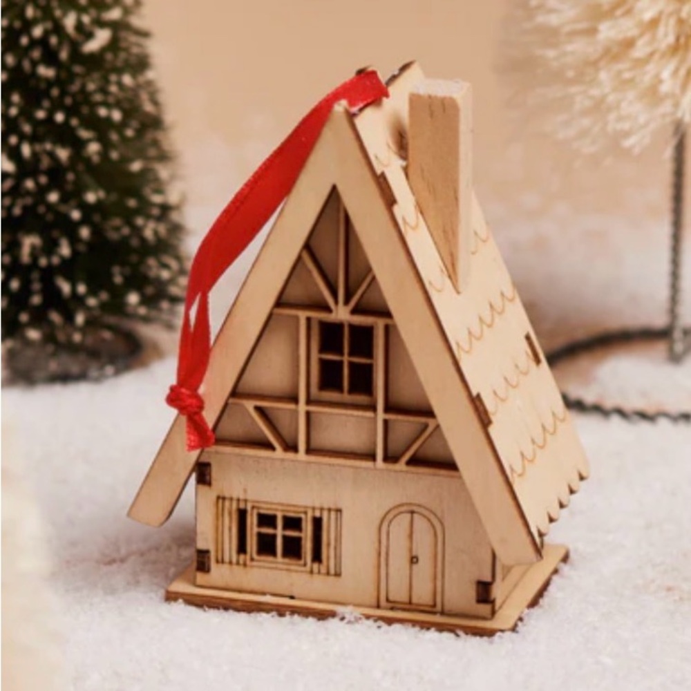 New Magnolia Joanne Gaines Alpine cabin chalet wood aframe Holiday Ornament silo